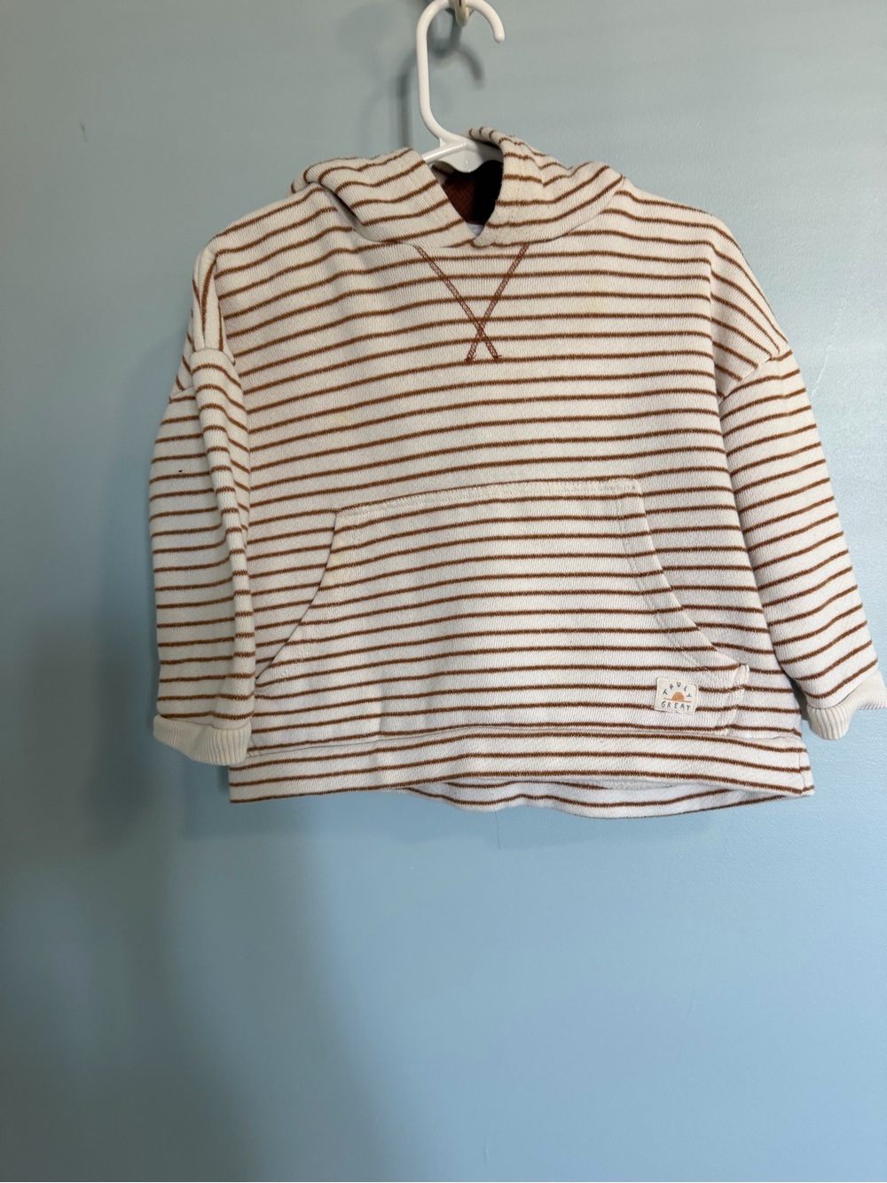 Zara Cream & Brown Striped Crewneck Hoodie